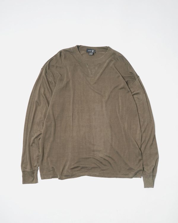 Silk Front V Tee L/S / Greige
