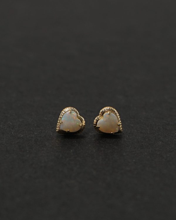 14k Gold x Opal Heart Earrings